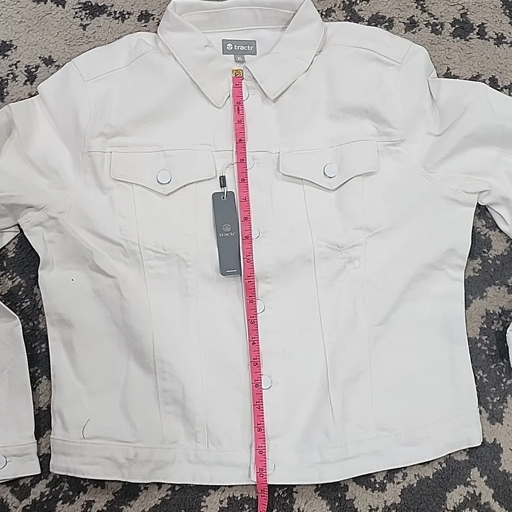 Tractr Loretta Denim Jacket Womens XL NWT White